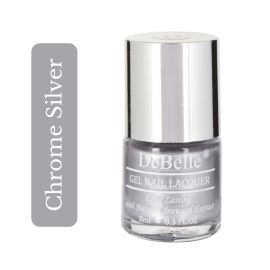 Stylish nails with DeBelle gel nail color Chrome Silver. Buy this chip resistant  metallic silver shade at DeBelle Cosmetix online store.