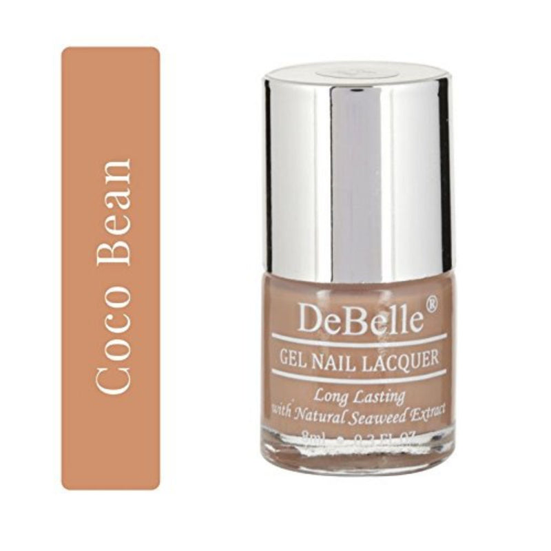 Elegant nails with DeBelle gel nail color Coco Brown the light brown shade. Available at DeBelle Cosmetix online store with Cod facility.