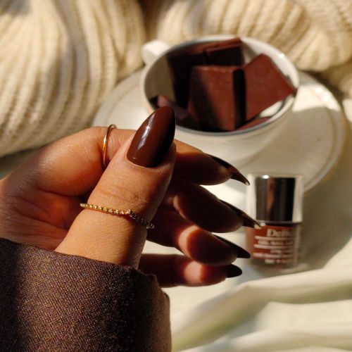 This dark brown  DeBelle gel nail color Coco  Harvest is a treat to the eyes. shop online at DeBelle Cosmetix online store.