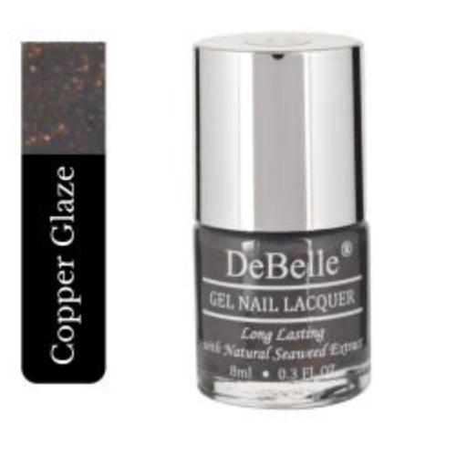 The chic look with DeBelle gel nail color Copper glaze the copper shade with copper specks . Shop  online at DeBelle Cosmetix online store.o