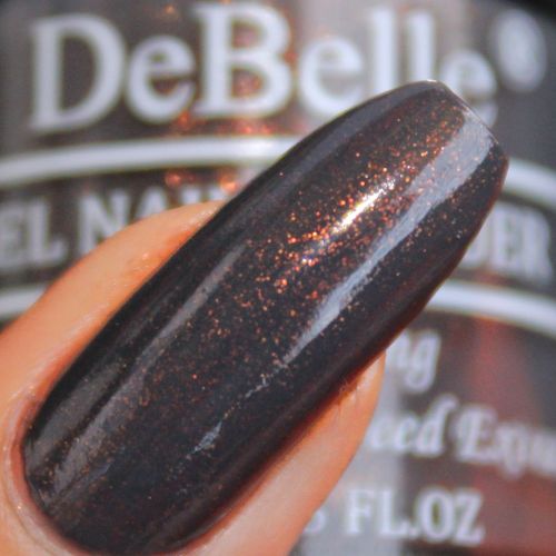 Party nails with DeBelle gel nail color Copper Glaze . Shop online at DeBelle Cosmetix online store with COD facility