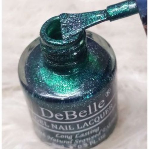 Match your nails to your attire with DeBelle gel nail color Cosmic Emerald the glittery green. Shop online at DeBelle   Cosmetix online store.