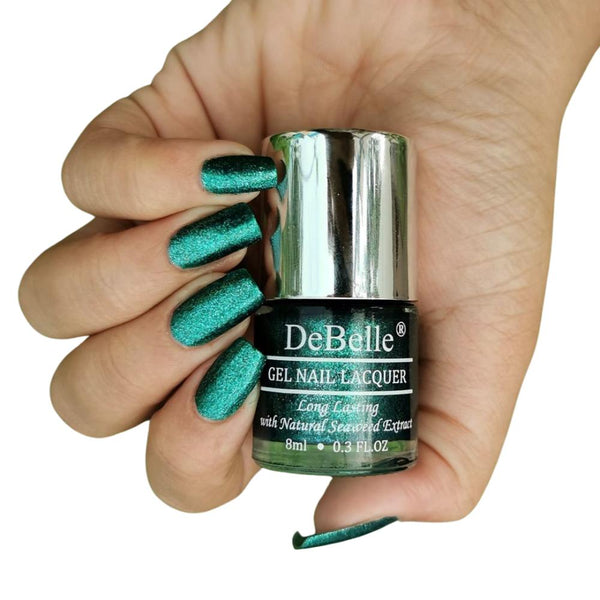 DeBelle Gel Nail Lacquer Cosmic Emerald (Glitter Emerald Green), 8ml