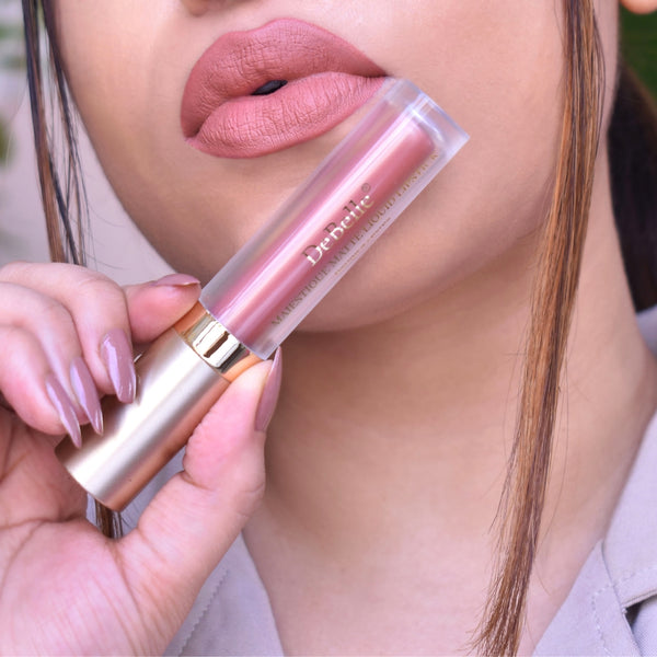 Matte finish pink lipstick smudge proof , long lasting, smooth and comfortable wear.