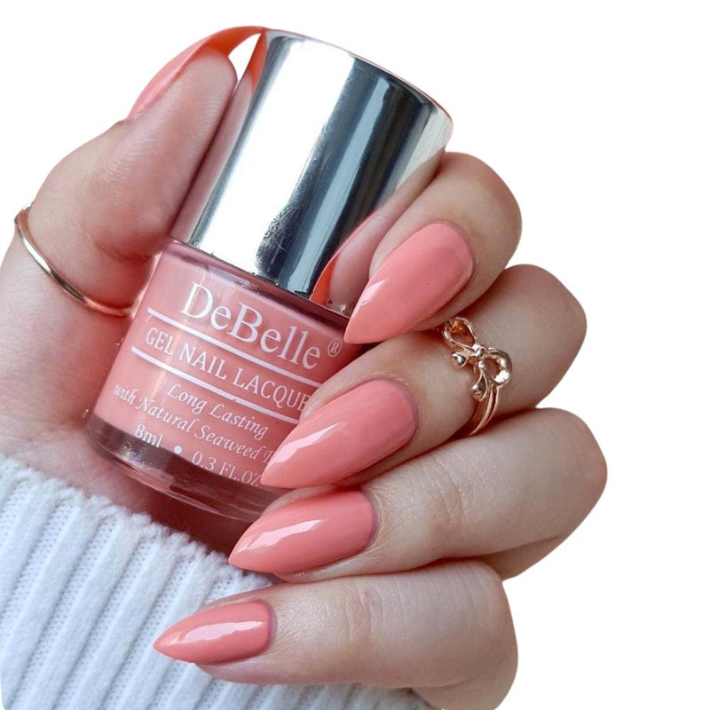 DeBelle Gel Nail Lacquers Combo of 3 Choco Latte, Roseate Gold and Natural Blush - 8 ml each