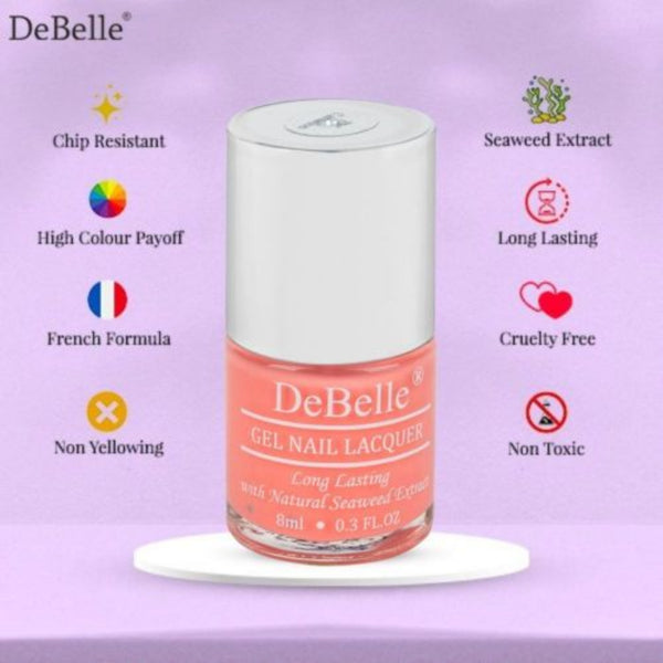 DeBelle Gel Nail Lacquers Combo of 3 De' Carnation, Roseate Gold and Natural Blush - 8 ml each