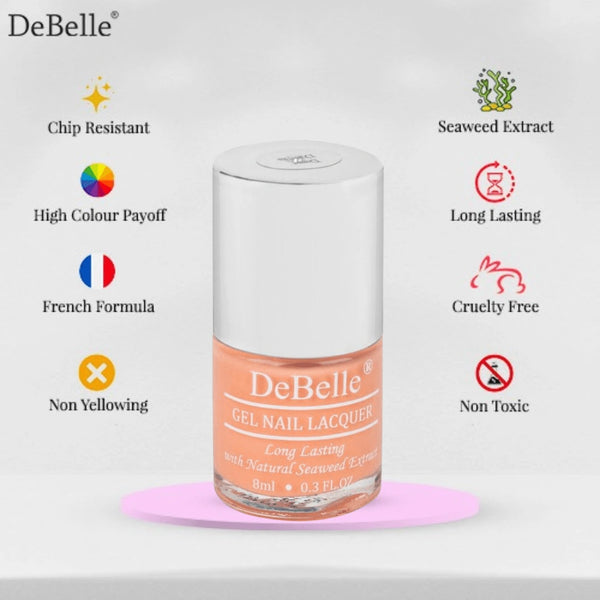 DeBelle Gel Nail Lacquer Dear Dahlia (Orange Peach Nail Polish), 8ml