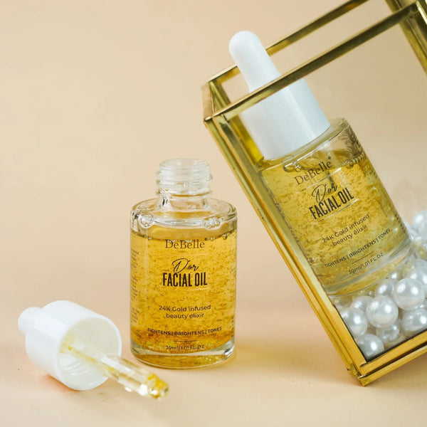 DeBelle D'or Facial Gold Oil |  Enhances Glow | Nourishes & Hydrates | Repairs Damaged Skin |  Helps Reduce Dark Spots | 30 ml