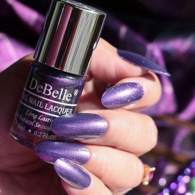 DeBelle Gel Nail Lacquer Delightful Daphne (Duo Holo Purple Glitter Nail Polish), 6 ml