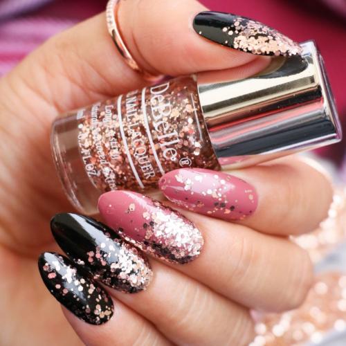 DeBelle Gel Nail Lacquer Elite Tiffany (Rose Gold Flaky Glitter Top Coat), 6 ml