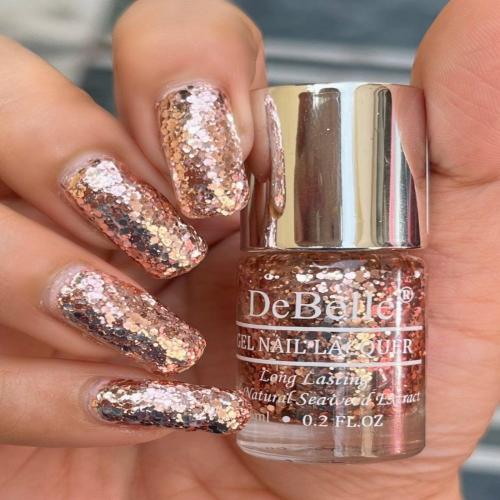 DeBelle Gel Nail Lacquer Elite Tiffany (Rose Gold Flaky Glitter Top Coat), 6 ml
