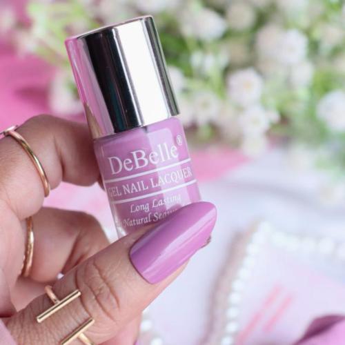 Pretty nails with DeBelle gel nail color Flamboyant Florina . Available at DeBelle Cosmetix online store with COD facility.