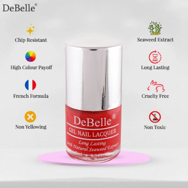 DeBelle Gel Nail Lacquer French Affair - (Scarlet Red Nail Polish), 8ml