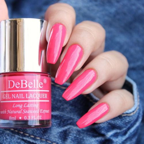 DeBelle Gel Nail Lacquer Combo of 3 Fuschia Rose (Fuschia Pink), Coco Bean (Light Brown) & Vintage Frost (Pastel Purple)
