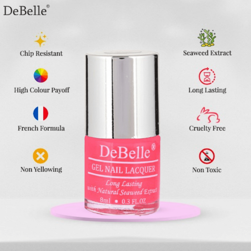 DeBelle Gel Nail Lacquer Fuschia Rose - (Fuschia Pink Nail Polish), 8ml