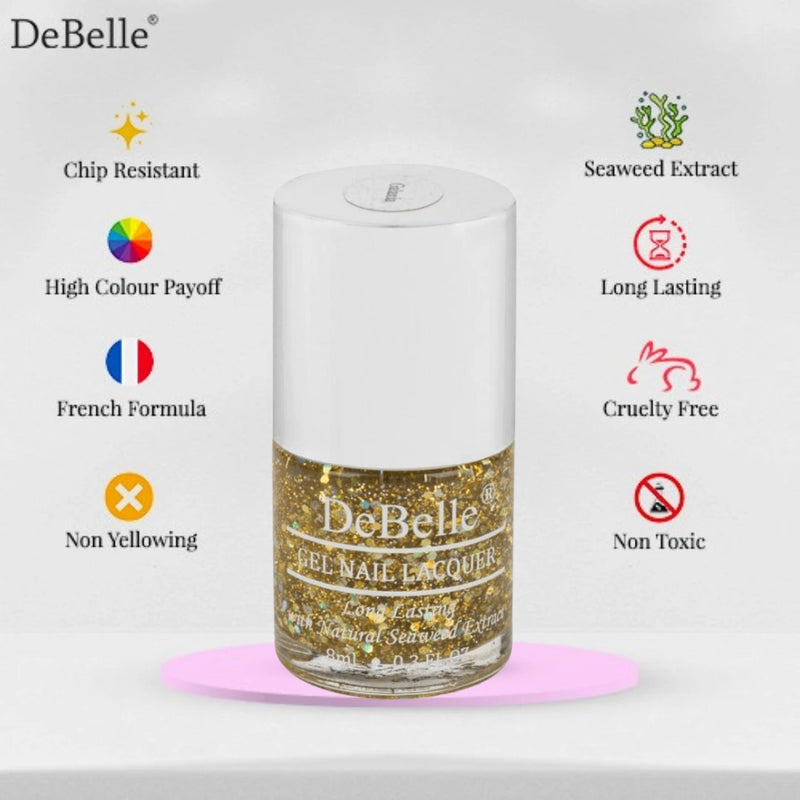DeBelle Gel Nail Lacquer Galaxia - (Chunky Holographic Glitter Nail Polish), 8ml