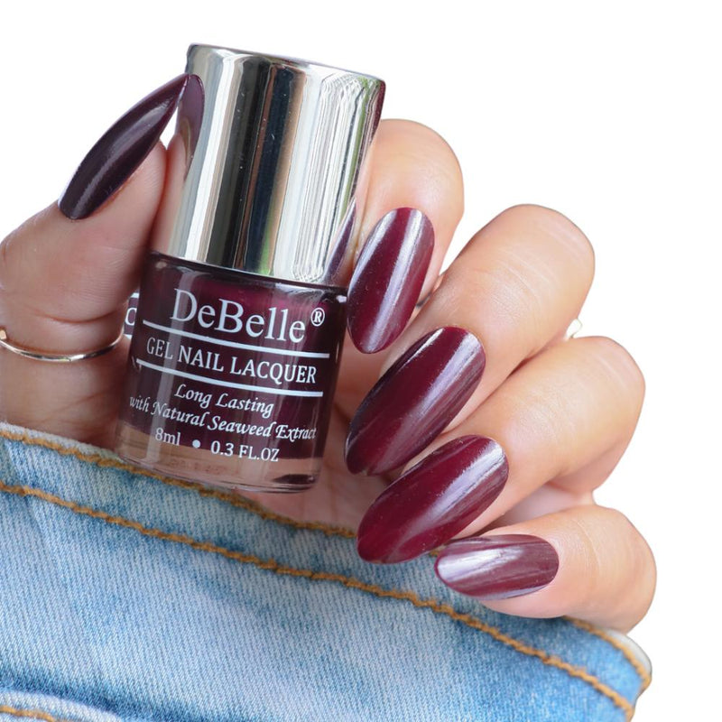 DeBelle Gel Nail Lacquer Glamorous Garnet - (Deep Maroon Nail Polish), 8ml