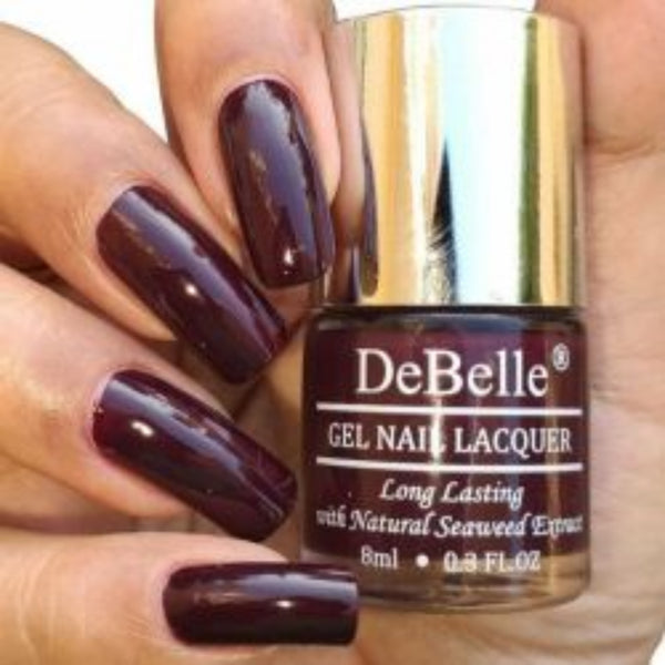 DeBelle Gel Nail Lacquer Glamorous Garnet - (Deep Maroon Nail Polish), 8ml - DeBelle Cosmetix Online Store