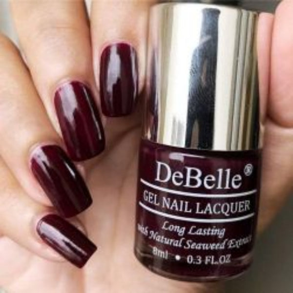 DeBelle Gel Nail Lacquer Glamorous Garnet - (Deep Maroon Nail Polish), 8ml - DeBelle Cosmetix Online Store