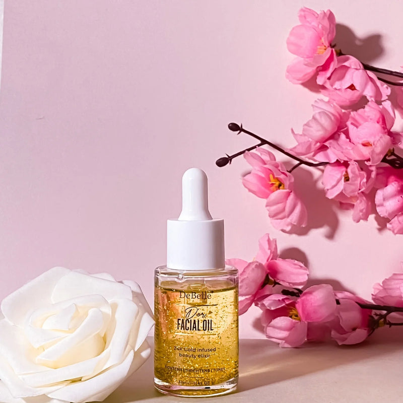 DeBelle D'or Facial Gold Oil |  Enhances Glow | Nourishes & Hydrates | Repairs Damaged Skin |  Helps Reduce Dark Spots | 30 ml
