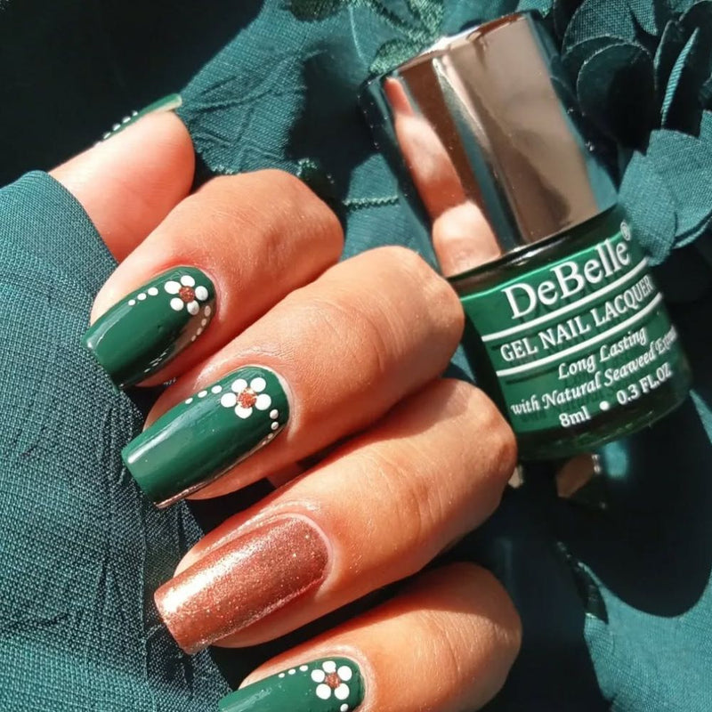 DeBelle Gel Nail Lacquer Hyacinth Folio - (Bottle Green Nail Polish), 8ml - DeBelle Cosmetix Online Store