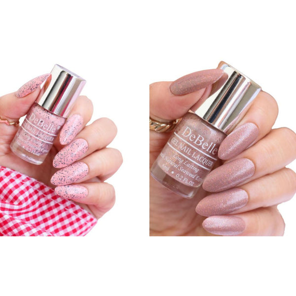 DeBelle Gel Nail Lacquers Combo of 2 - Inspiring Ira & Angelic Saira (6 ml each)