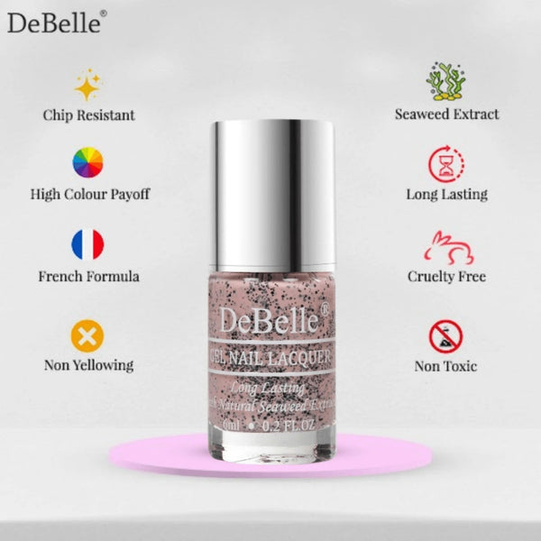 DeBelle Gel Nail Lacquer Inspiring Ira (Pink Cookie Crumble Nail Polish), 6 ml