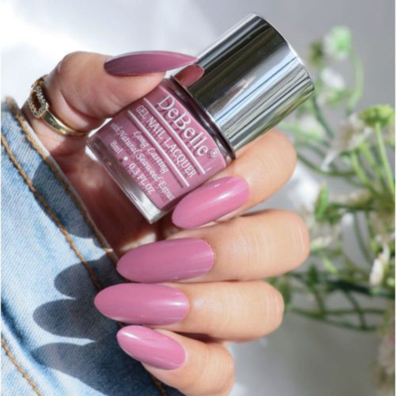 The queen of mauve -DeBelle gel nail color Laura Aura.. Available at Debelle Cosmetix online store.