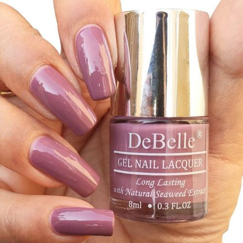 The elegance of mauve at your nail tips with DeBelle gel nail color Laura Aura. Shop online at DeBelle Cosnmetix online store with COD facility.