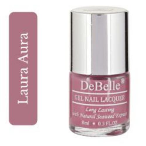 The cool look with DeBelle gel nail color Laura Aura the mauve shade. Available at DeBelle Cosmetix online store with COD facility