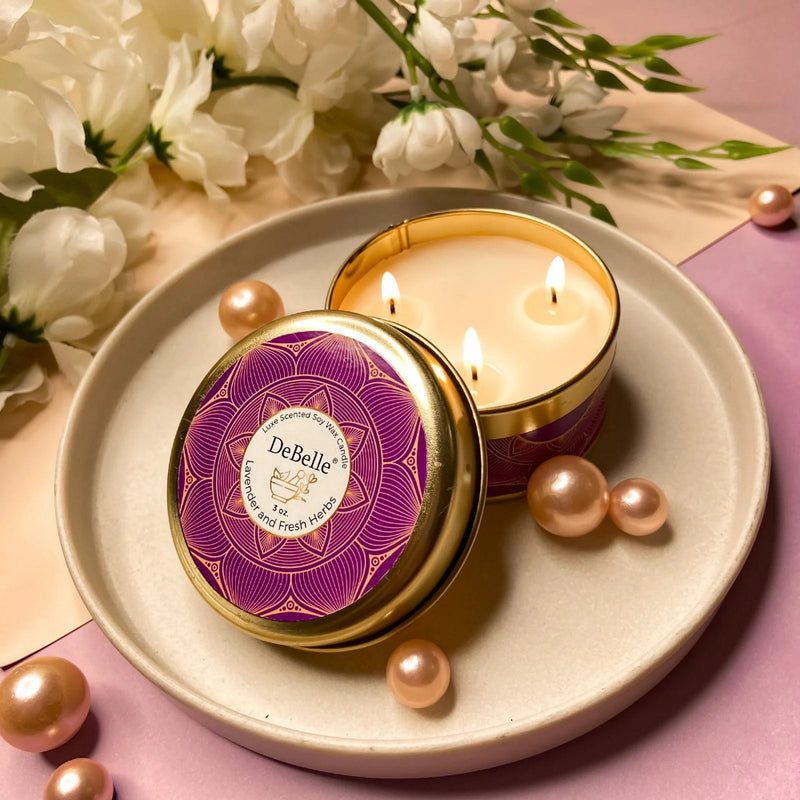 DeBelle Luxe Scented Soy Wax Candle Lavender & Fresh Herbs - DeBelle Cosmetix Online Store