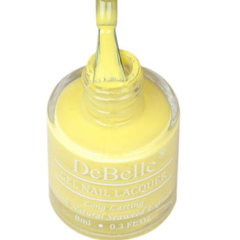 yellow is always bright-DeBelle gel nail color Lemon Tart. Available at DeBelle osmetix online store at affordable price.