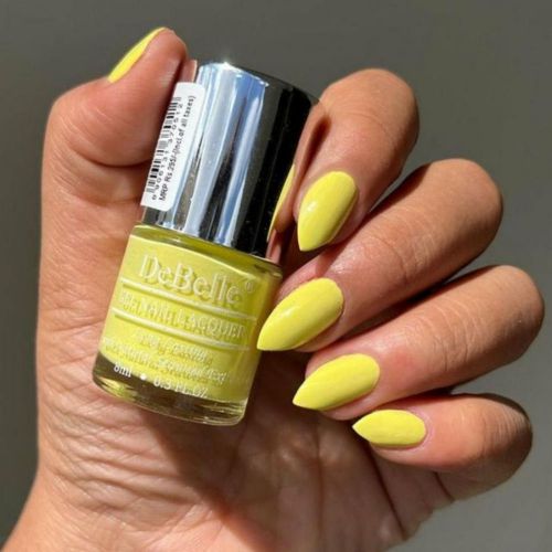Brighten your naikls with DeBelle gel nail color Lemon Tart the bright yellow shade.Available at DeBelle Cosmetix online store  with COD facility.