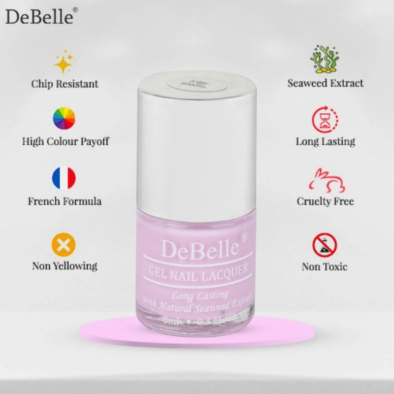 DeBelle Gel Nail Lacquer Lilac Bloom - (Soft lilac Nail Polish), 8ml - DeBelle Cosmetix Online Store