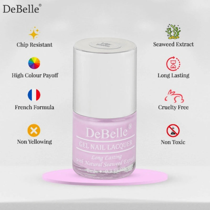 DeBelle Gel Nail Lacquer Lilac Bloom - (Soft lilac Nail Polish), 8ml