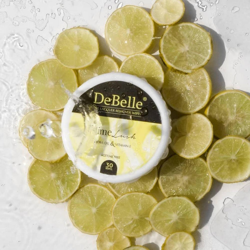 DeBelle Gel Nail Lacquer Natural Blush & Lime Lush Nail Lacquer Remover Wipes Combo
