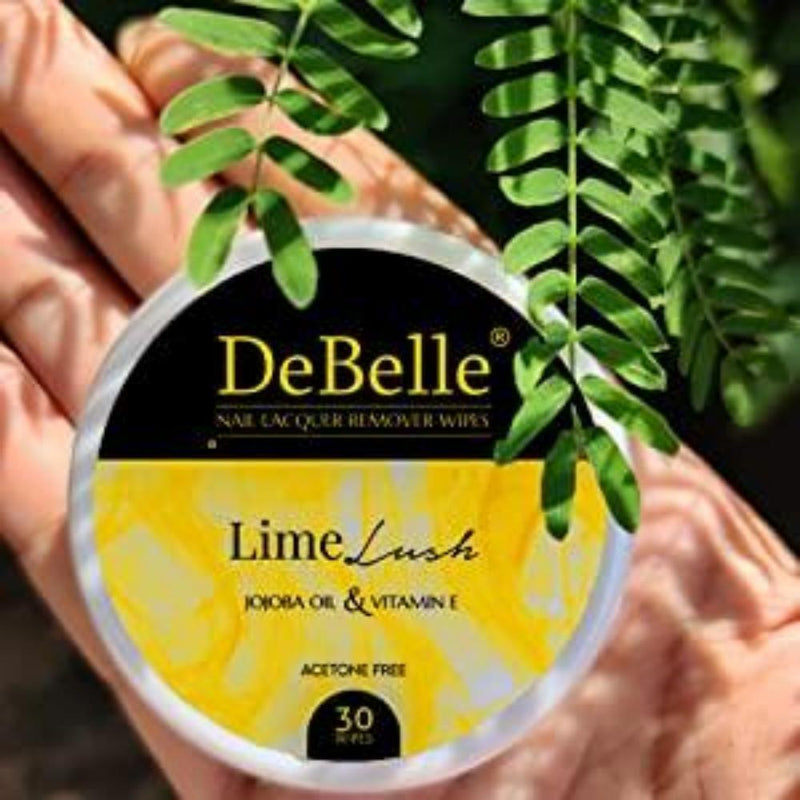 DeBelle Gel Nail Lacquer Mint Amour & Lime Lush Nail Lacquer Remover Wipes Combo