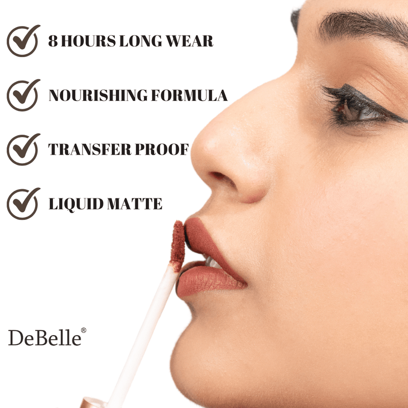 DeBelle Majestique Matte Liquid Lipstick Vivid Valerie(Dusty Pink), 3.5 ml - DeBelle Cosmetix Online Store