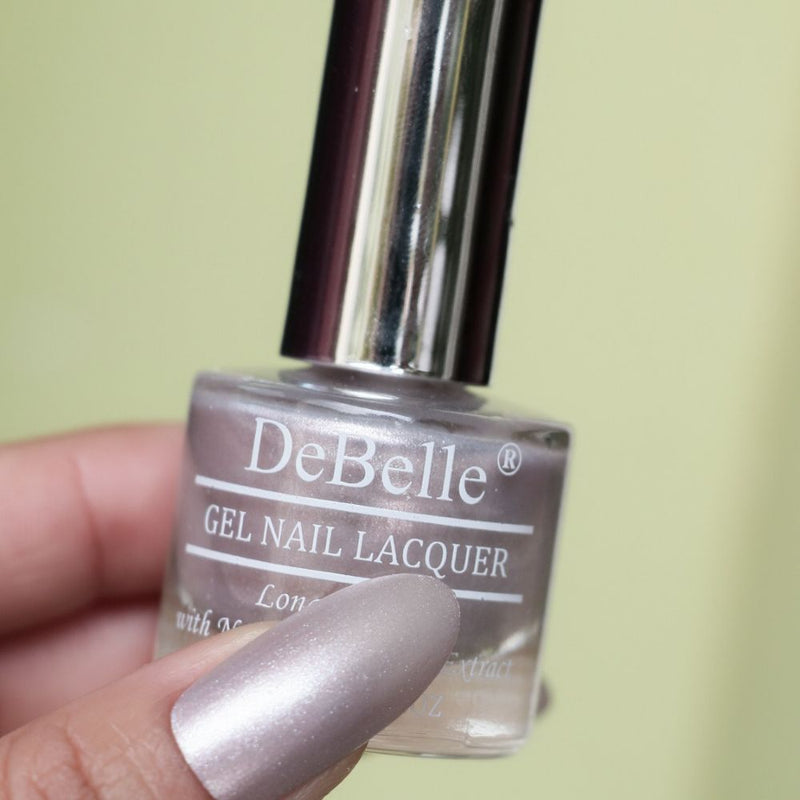 DeBelle Gel Nail Lacquer Little Mermaid(Metallic Pearl Pink with Silver), 8ml