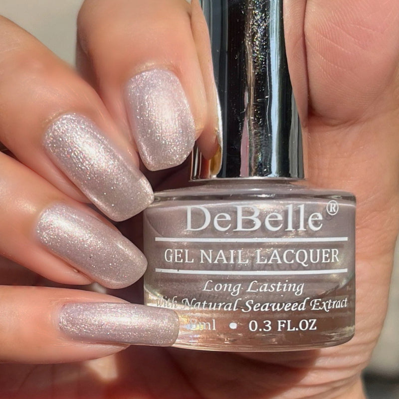 DeBelle Gel Nail Lacquer Little Mermaid(Metallic Pearl Pink with Silver), 8ml