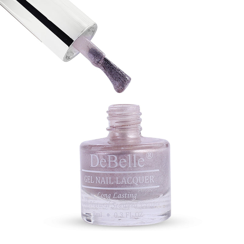 DeBelle Gel Nail Lacquer Little Mermaid(Metallic Pearl Pink with Silver), 8ml