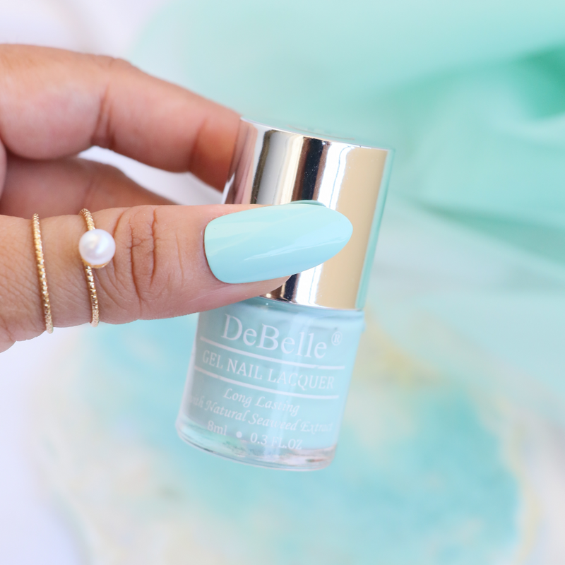 The mint blue you will love _DeBelle  gel nail color  Mint Amour . Available at DeBelle Cosmetix online store..