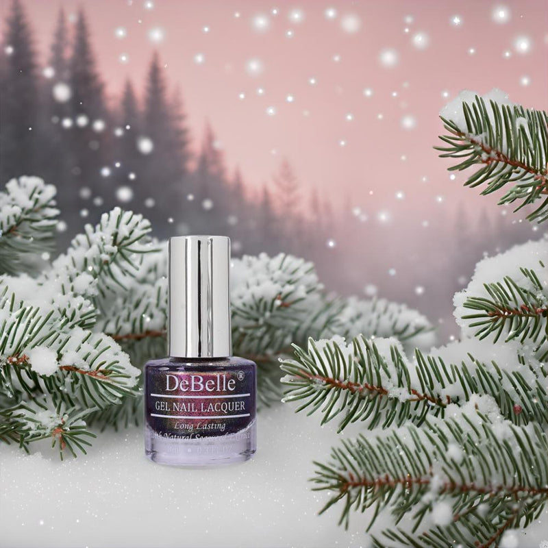 DeBelle Gel Nail Lacquer Magical Marina(Dark Purple with Light Pink Glitter), 8ml