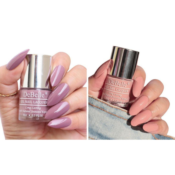 DeBelle Gel Nail Lacquers Combo of 2(Majestique Mauve, Rose Aurelia )