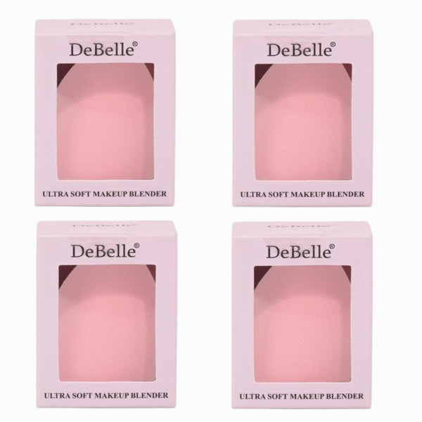 DeBelle Makeup Blender Sponge Combo Pack Of 4 for Flawless Blending – Soft, Latex-Free Beauty Sponge for Foundation, Concealer & Creams – Reusable & Easy to Clean Makeup Applicator (Pink)