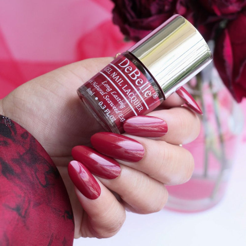 DeBelle Gel Nail Lacquer Merlot Rose (Wine Red Nail Polish), 8ml - DeBelle Cosmetix Online Store