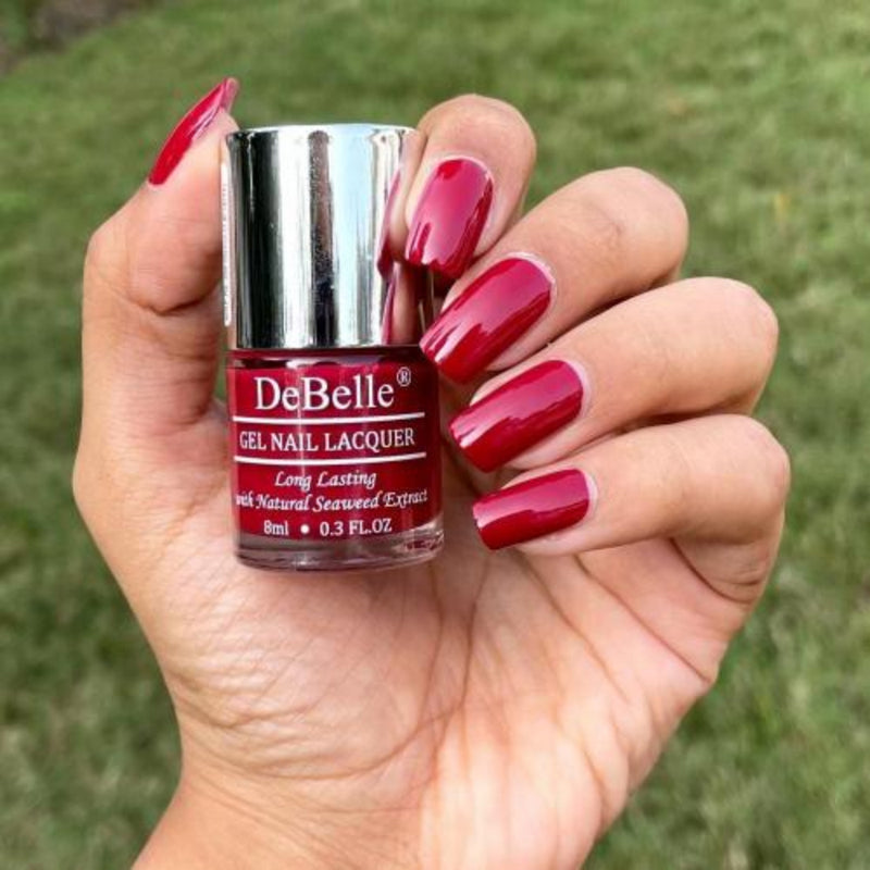 DeBelle Gel Nail Lacquer Merlot Rose (Wine Red Nail Polish), 8ml
