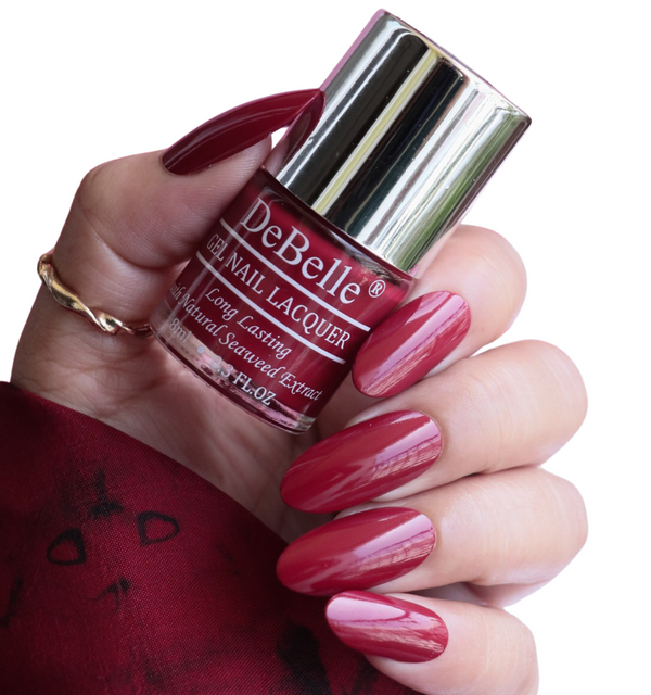 DeBelle Gel Nail Lacquer Merlot Rose (Wine Red Nail Polish), 8ml - DeBelle Cosmetix Online Store