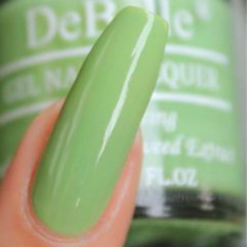 The pastel green-DeBelle gel nail color Mystique green. Shop online at DeBelle Cosmetix online store 