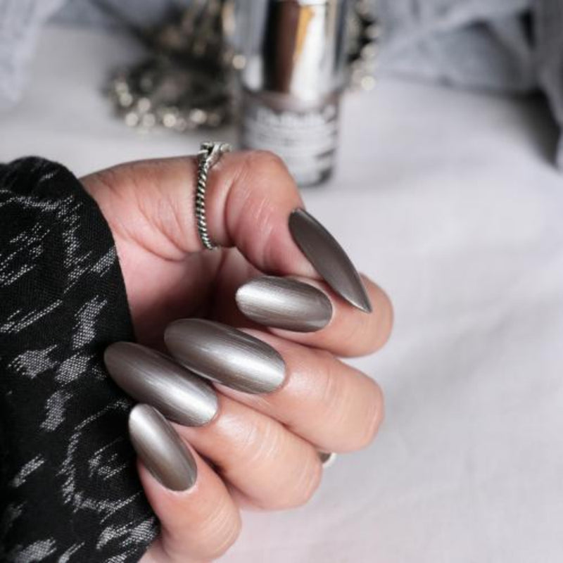 DeBelle Gel Nail Lacquer Polaris - (Metallic Grey Nail Polish), 8ml